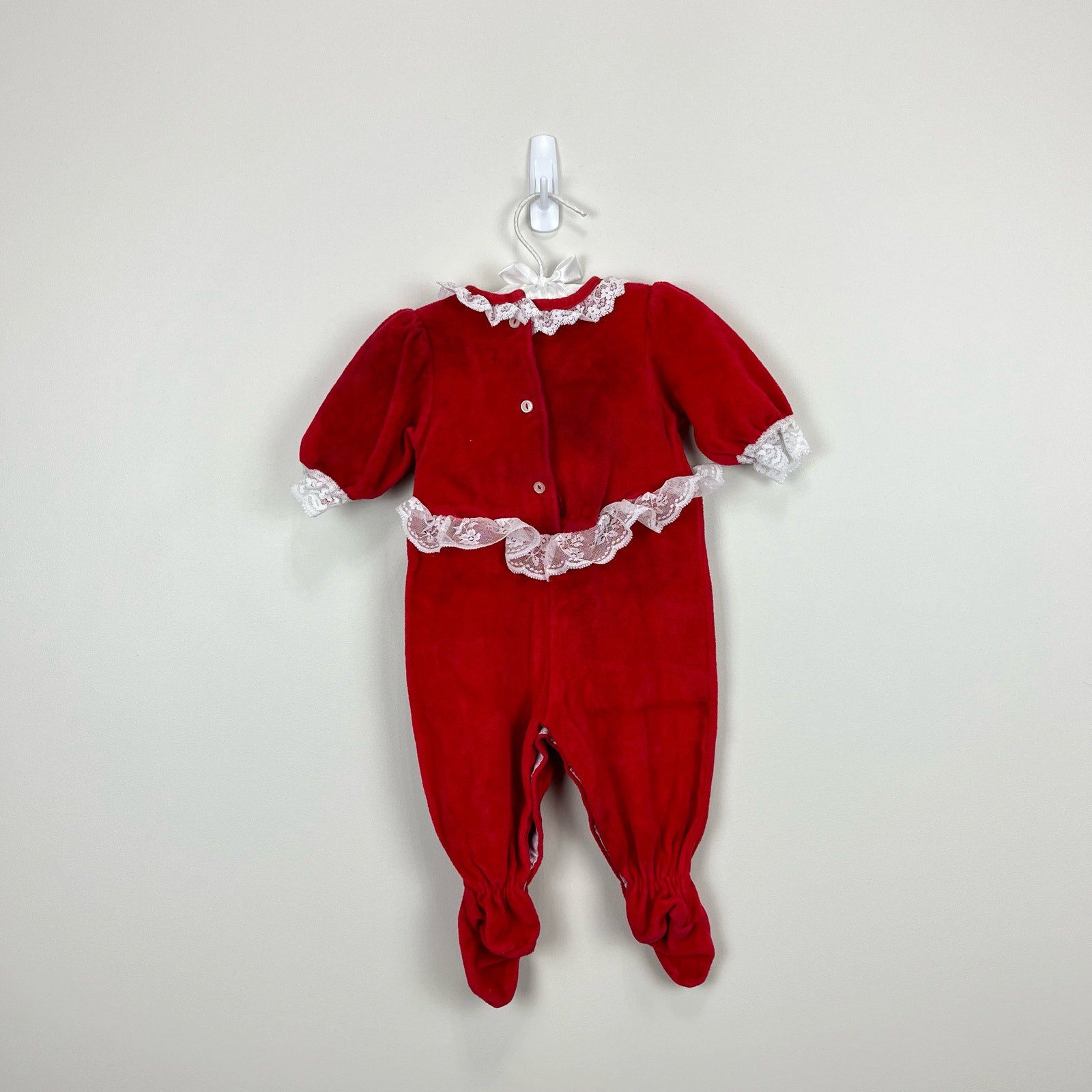 Vintage Carter's Red Velvet Footie 6 Months USA