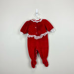 Load image into Gallery viewer, Vintage Carter&#39;s Red Velvet Footie 6 Months USA
