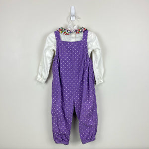 Mini Boden Cord Dungaree Set Aster Purple Pin Spot Bunny 12-18 Months