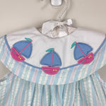 Load image into Gallery viewer, Vintage Samara Pastel Seersucker Sailboat Dress Set 6-9 Months
