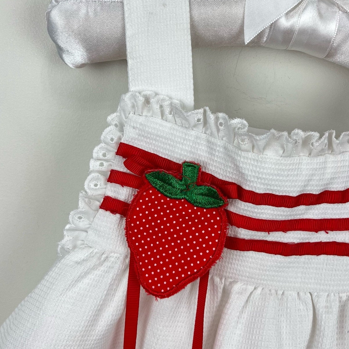 Vintage Little Bitty White Strawberry Dress 2T USA