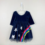 Load image into Gallery viewer, Mini Boden Velvet Bodice Tulle Dress College Navy Rainbow 3-4
