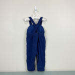 Load image into Gallery viewer, Mini Boden Woven Logo Overall Set Starboard Blue Farm 18-24 Months
