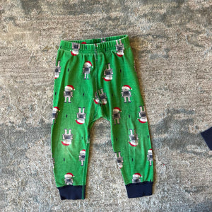 Hanna Andersson Green Santa Robot Long John Pajamas 80 cm 18-24 Months