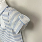 Load image into Gallery viewer, Patachou Blue and White Striped Shortall Romper 3 Months
