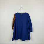 Load image into Gallery viewer, Mini Boden Festive Big Applique Dress Starboard Blue Robin 4-5
