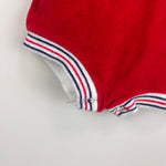 Load image into Gallery viewer, Vintage Doe Spun Red Applique Lion Shortall Romper 3-6 Months

