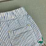 Load image into Gallery viewer, Mini Boden Embroidered Tie Waist Shorts Bright Bluebell Ticking 8

