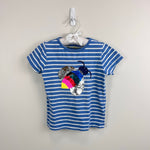 Load image into Gallery viewer, Mini Boden Short Sleeve Sequin Flip T-Shirt Elizabethan Blue Ivory Bee 5-6

