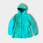 Load image into Gallery viewer, Lands' End Kids Down Insulated Hooded Jacket Aqua M 10-12
