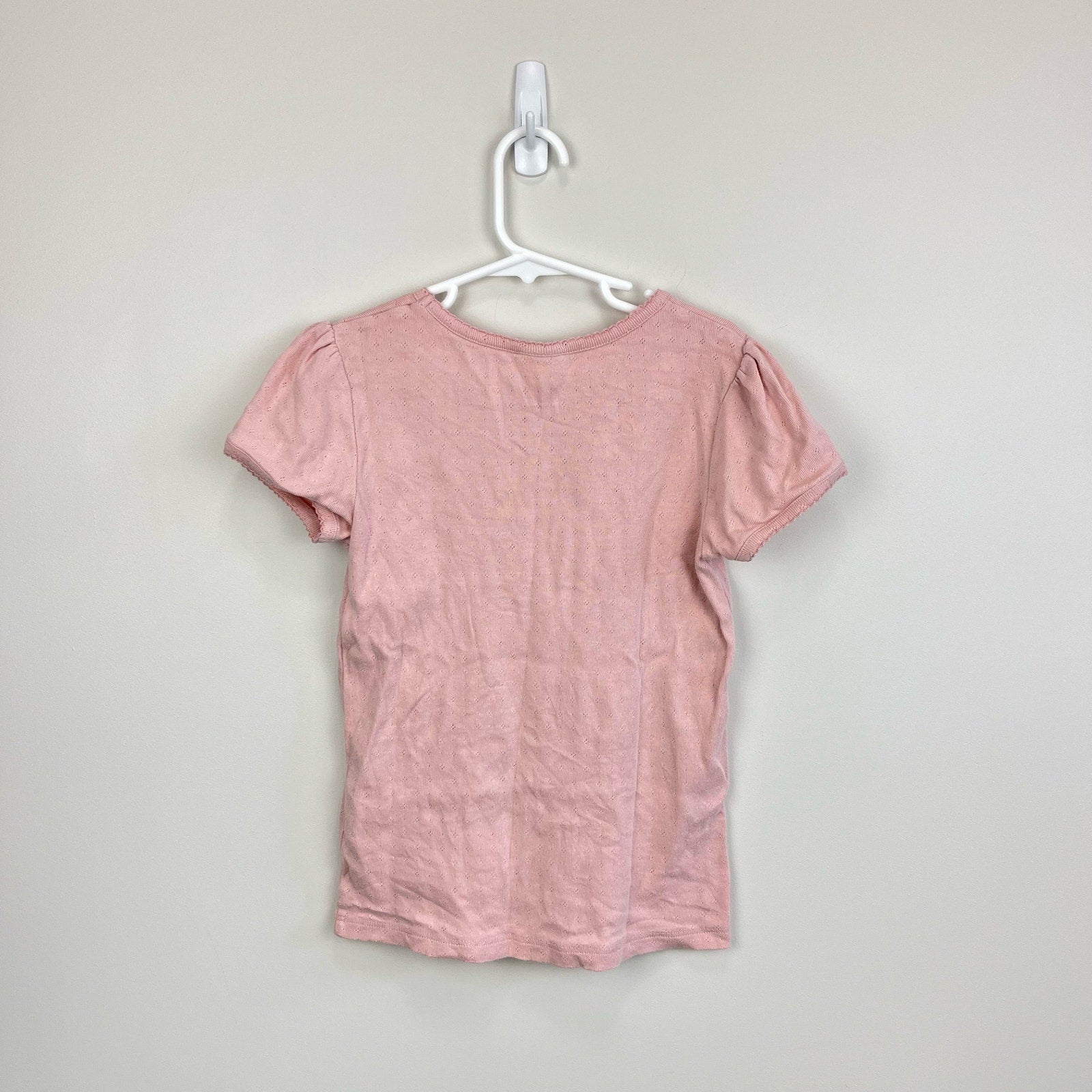 Mini Boden Short Sleeved Pointelle Top Pink 8-9