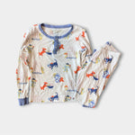 Load image into Gallery viewer, TBBC Sutton's Sweet Dream Pajamas Set Doggy Detectives with Park City Periwinkle 7
