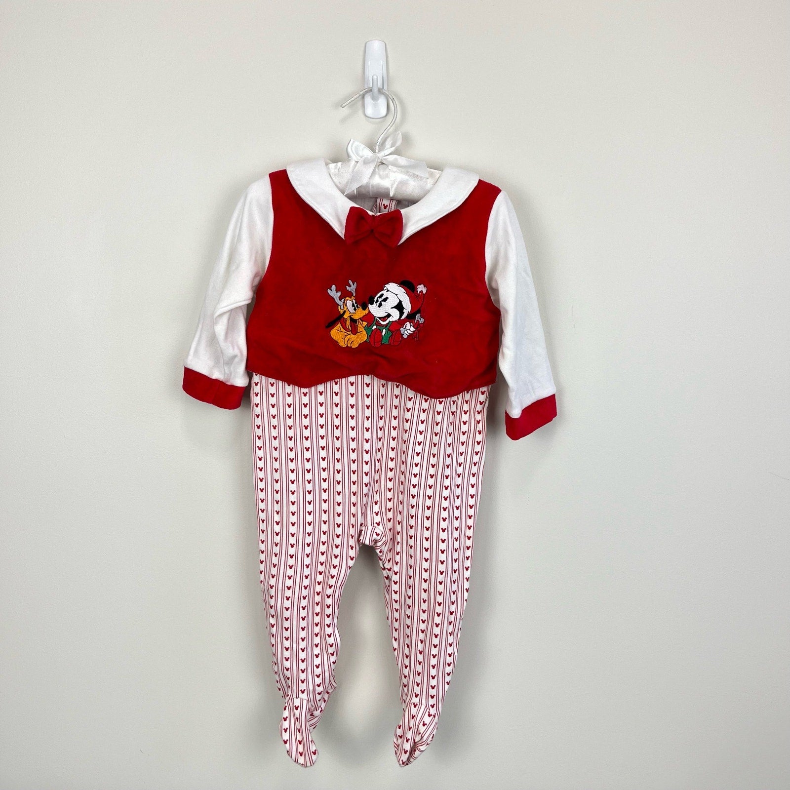 Vintage Baby Mickey & Co Christmas Footie 9 Months