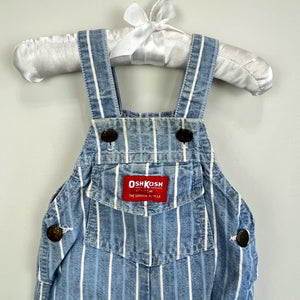 Vintage OshKosh B'gosh Blue Striped Beach Dog Overalls 3-6 Months USA