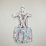 Load image into Gallery viewer, Vintage Broadway Kids Pastel Floral Ruffle Shirt &amp; Suspenders Set 18 Months

