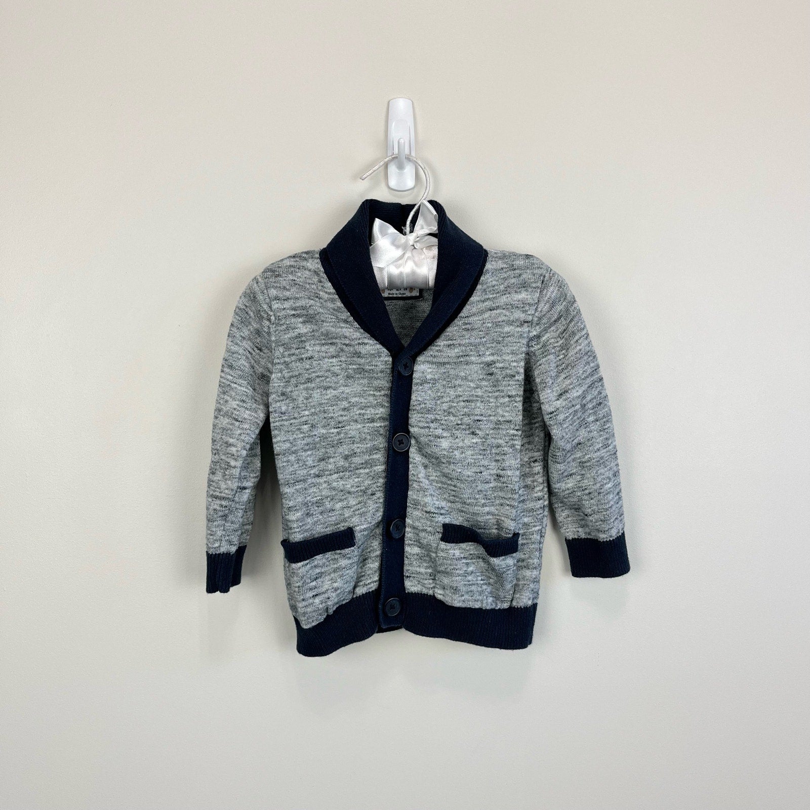 Early Days Gray and Navy Cardigan Sweater 6-9 Months