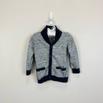 Load image into Gallery viewer, Early Days Gray and Navy Cardigan Sweater 6-9 Months
