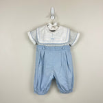 Load image into Gallery viewer, Vintage Toddle Tyke Blue and White Sailor Suit Romper 3 Months USA
