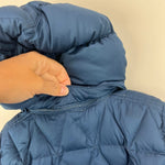 Load image into Gallery viewer, L.L. Bean Kids Long Down Jacket Colorblock Navy Berry M 5-6
