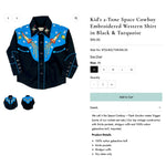 Load image into Gallery viewer, Rockmount Ranch Wear Kids Space Cowboy Western Shirt Black Turquoise S NWT
