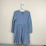 Load image into Gallery viewer, Mini Boden Long Sleeve Rainbow Applique Jersey Dress Blue Stripe 6-7
