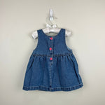 Load image into Gallery viewer, Vintage Pooh 100 Acres Collection Denim Jumper Dress 18 Months
