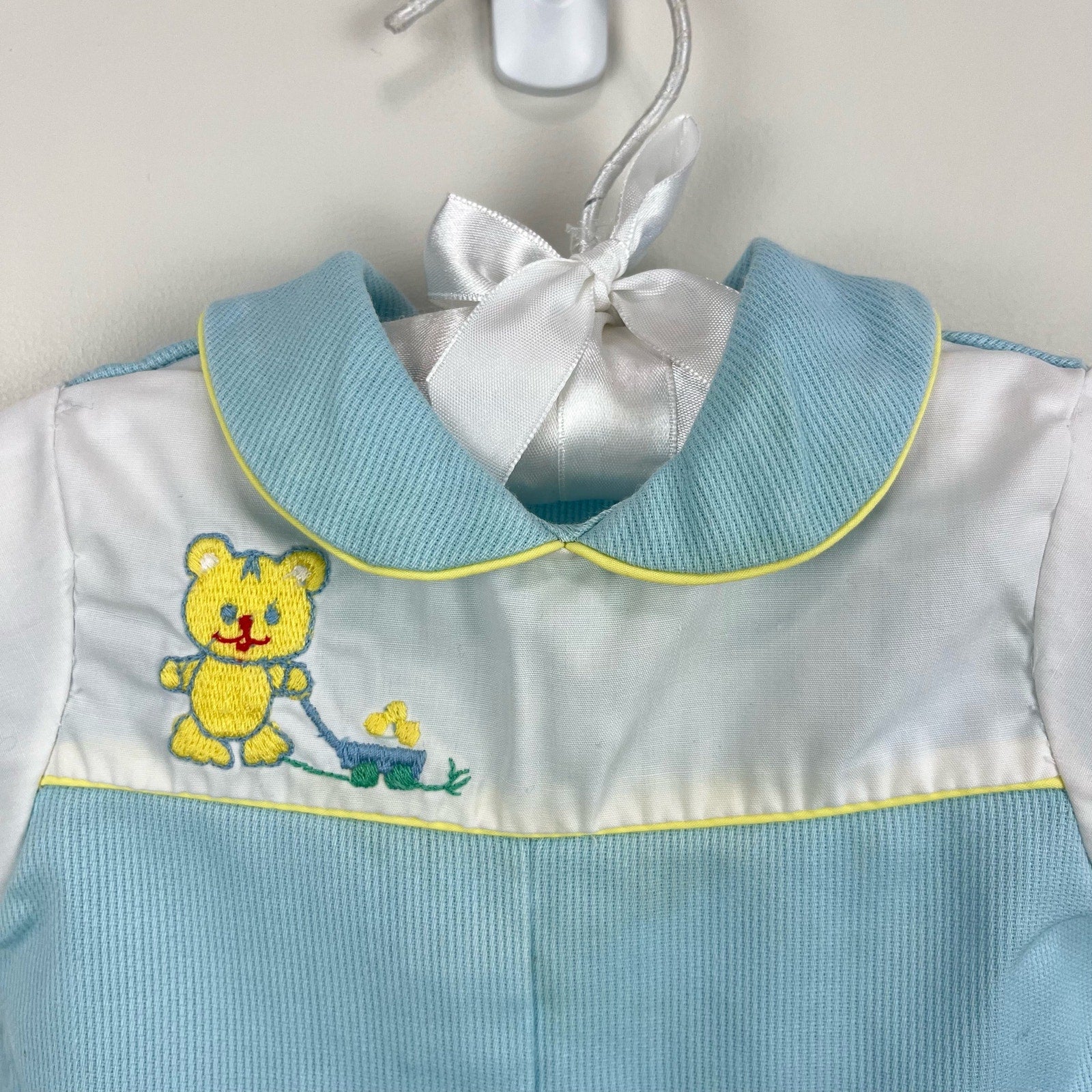 Vintage Blue Teddy Bear Romper 3-6 Months