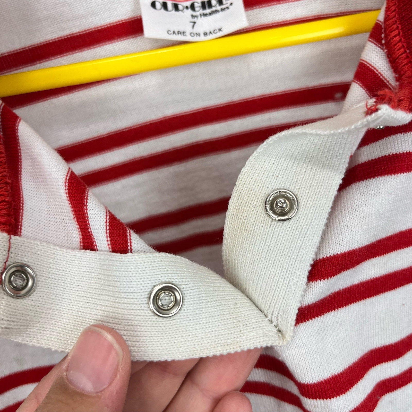 Vintage Health-tex Red and White Striped Polo Shirt 7 USA