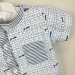 Load image into Gallery viewer, Joy Street Boys Shortie Romper Blue Sharks 9-12 Months

