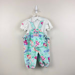 Load image into Gallery viewer, Vintage OshKosh B'gosh Green Floral Ballet Co Bunny Ruffle Overalls Set 3-6 Months USA
