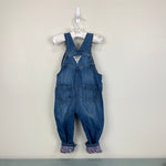 Load image into Gallery viewer, OshKosh B&#39;gosh Floral Cuff Blue Jean Overalls 24 Months
