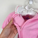 Load image into Gallery viewer, Vintage Thomas Pink Ruffle Animal Train Coverall Romper 3-6 Months
