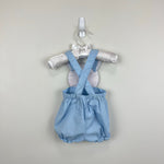 Load image into Gallery viewer, Vintage Blue Bunny Bib Sunsuit Romper Newborn
