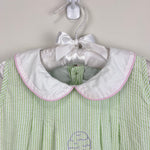 Load image into Gallery viewer, The Proper Peony Green Seersucker Hand Embroidered Sweet Scoop Dress 5T
