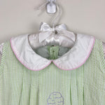 Load image into Gallery viewer, The Proper Peony Green Seersucker Hand Embroidered Sweet Scoop Dress 5T

