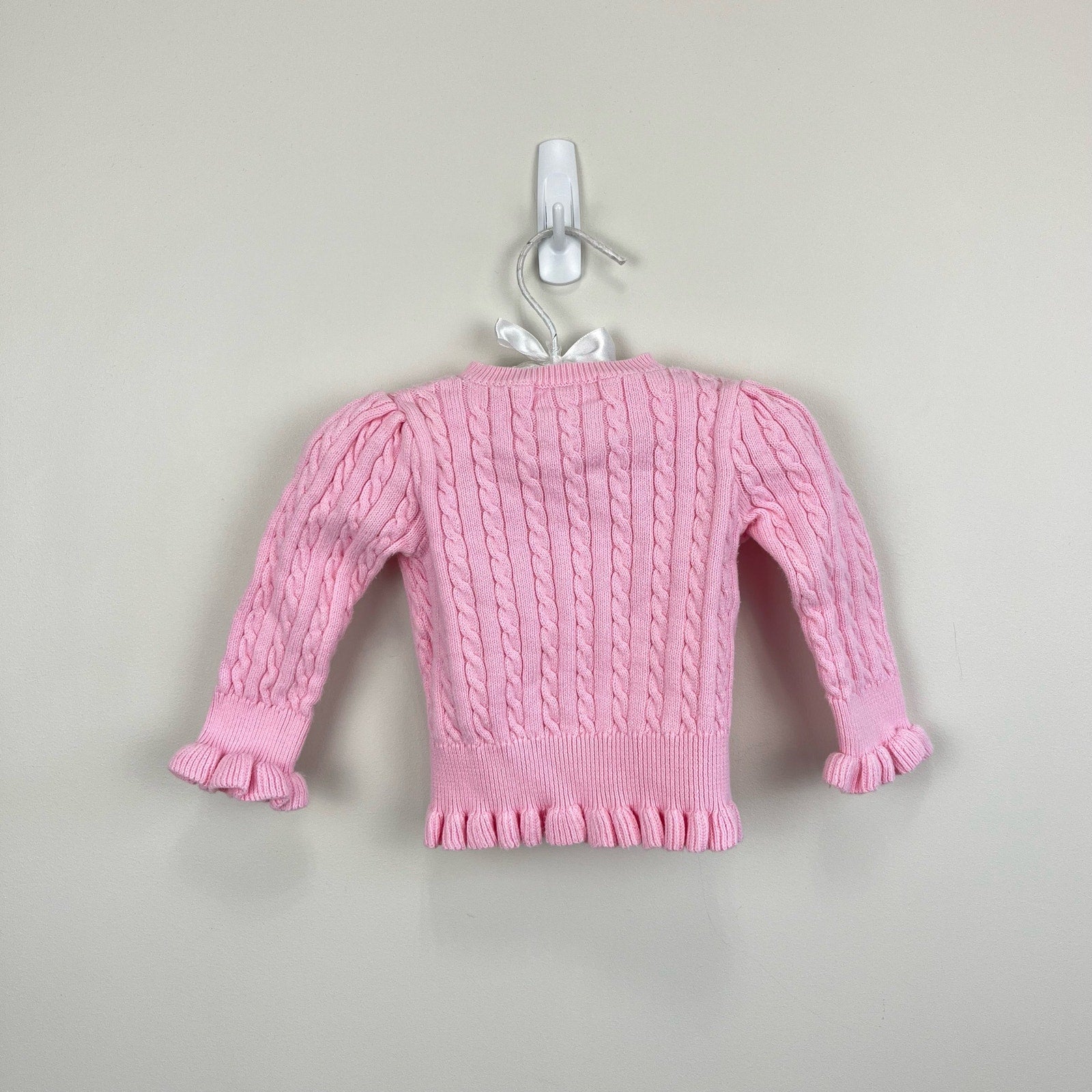 Ralph Lauren Pink Ruffle Cable Knit Cardigan 9 Months