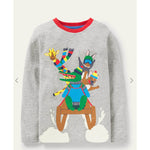 Load image into Gallery viewer, Mini Boden Animal Snow Sports T-shirt Grey Marl Sledge Animals 6-7 NWOT
