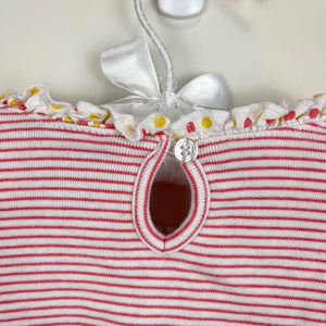 Mini Boden Pink Striped Ruffle Top 7-8