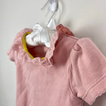 Load image into Gallery viewer, Mini Boden Short Sleeve Pink Eyelet Ruffle Collar Bodysuit 18-24 Months
