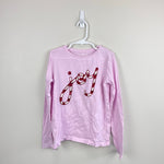 Load image into Gallery viewer, Crewcuts Pink Candy Cane Joy T-Shirt M 8-9
