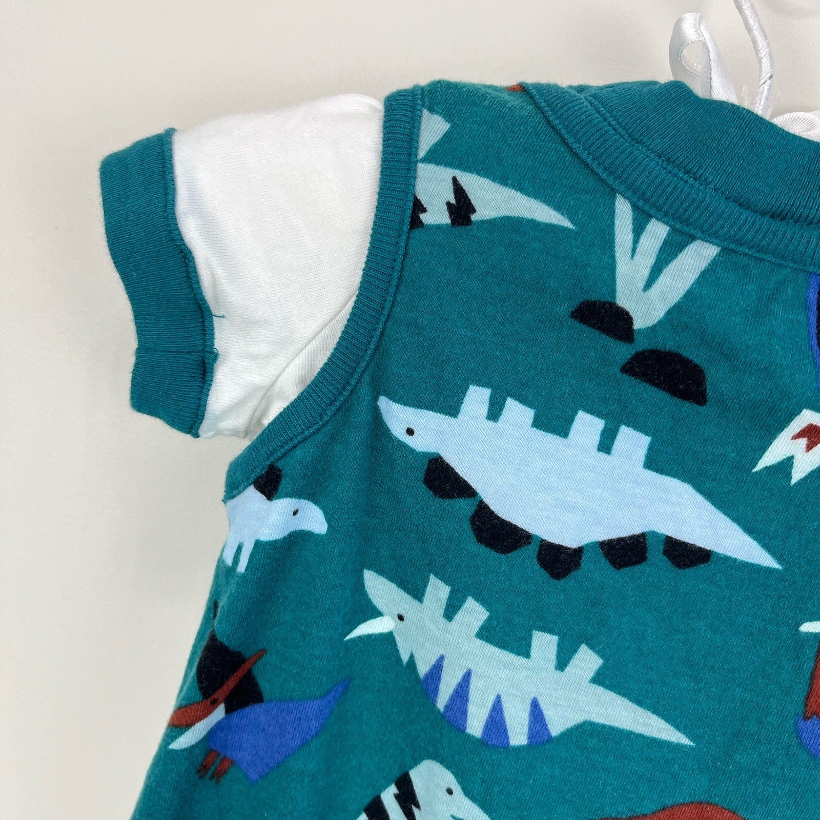 Hanna Andersson Baby Print Overalls & T-Shirt Set Green Dino 0-3 Months