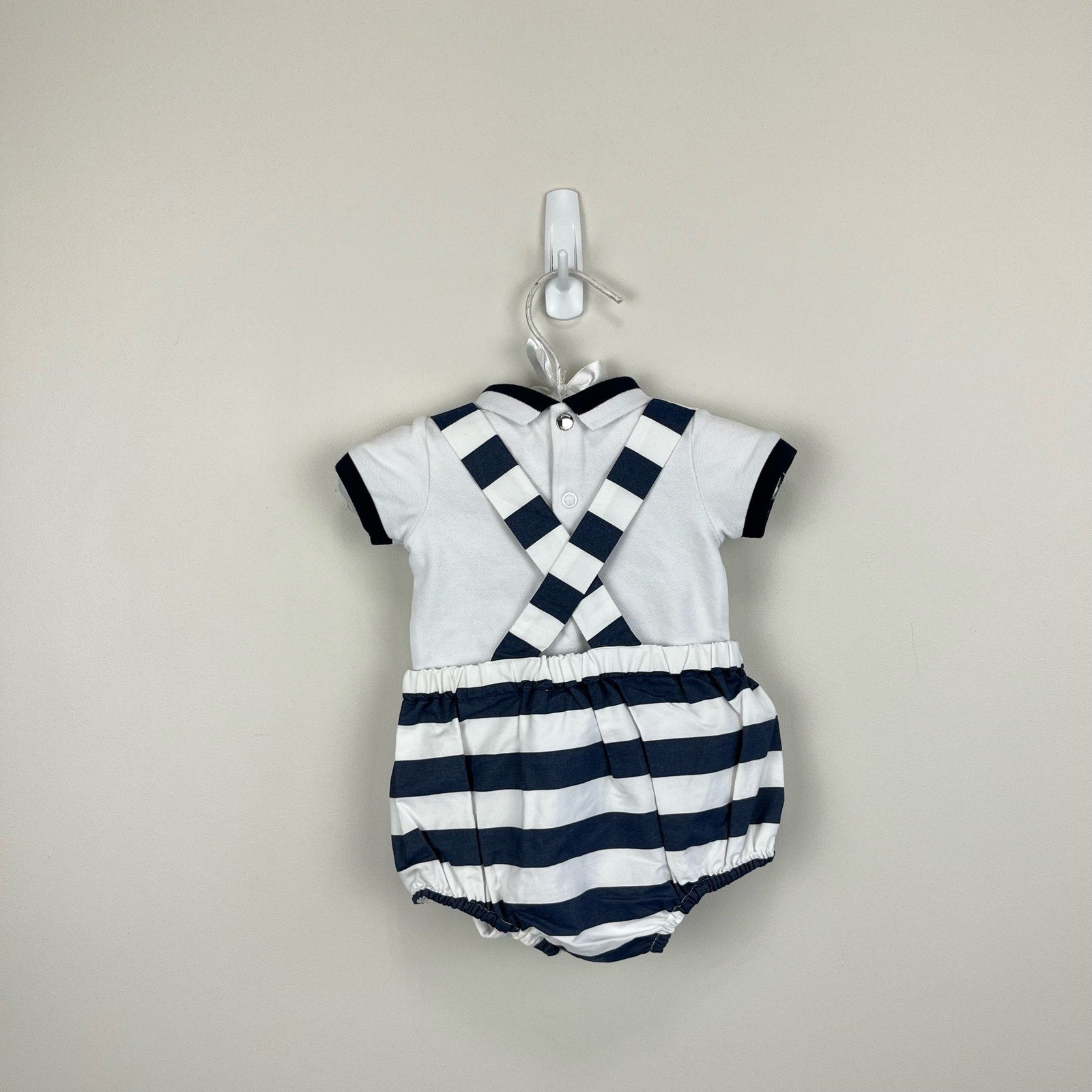 Jacadi Paris Striped Bubble Shortall Romper Set 3 Months