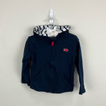 Load image into Gallery viewer, Week-end à la mer Navy Blue Hooded Zip-Up Top 24 Months
