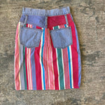 Load image into Gallery viewer, Vintage Girls Denim Patchwork Striped Pencil Skirt
