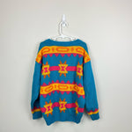 Load image into Gallery viewer, Go Nilly by AKM Blue Patterned Sweater Large 14
