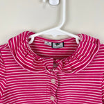 Load image into Gallery viewer, Busy Bees Eliza Ruffle Polo Pink Stripes 8
