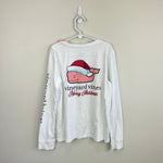Load image into Gallery viewer, Vineyard Vines Long Sleeve Graphic Pocket T-Shirt Santa Whale White Cap M 10-12
