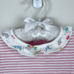 Load image into Gallery viewer, Mini Boden Pink Stripe Ruffle Collar Bodysuit 18-24 Months
