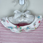 Load image into Gallery viewer, Mini Boden Pink Stripe Ruffle Collar Bodysuit 18-24 Months
