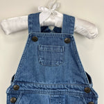 Load image into Gallery viewer, Mini Boden Fun Denim Dungarees Dinosaur Knees 6-9 Months
